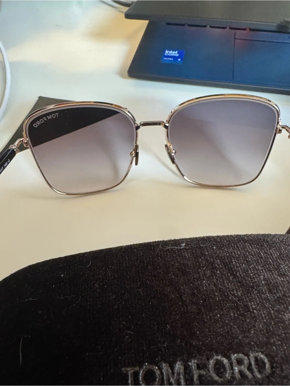 Tom Ford Gold and Brown Oversized Square Sunglasses